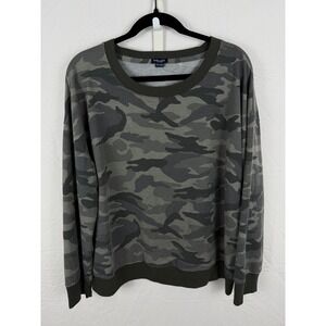 Camo Print Sweatshirt Y2K Pullover Oversized Top Splendid Camo XXL Women